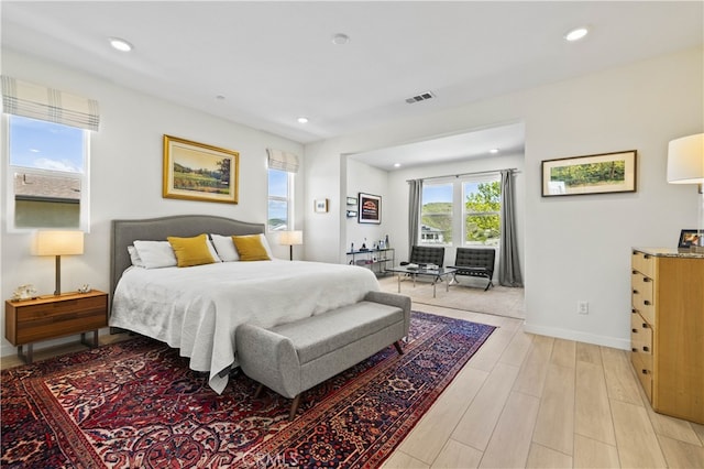 27774 Marquee Dr, Valencia, CA 91381 - bedroom featuring recessed lighting, light wood finished floors, and access to outside