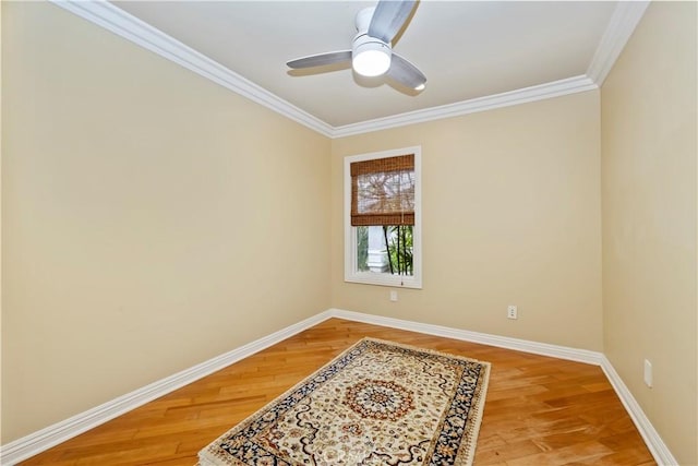 129 Five Crowns Way, Encinitas, CA 92024 - unfurnished room featuring crown molding, light wood-type flooring, and a ceiling fan