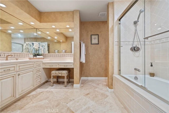 129 Five Crowns Way, Encinitas, CA 92024 - full bath featuring vanity, tiled shower / bath, and recessed lighting