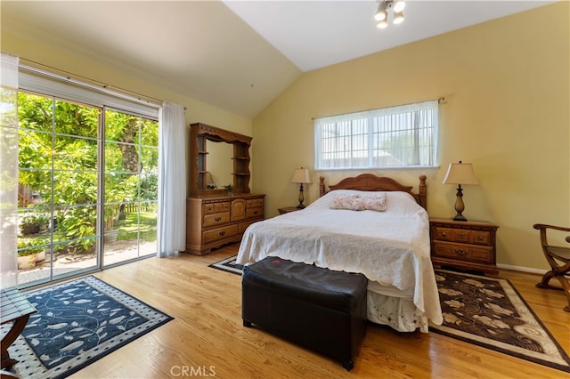 2364 6th St, La Verne, CA 91750 - bedroom featuring access to outside, lofted ceiling, and light wood finished floors