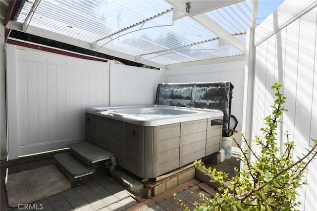 5295 Bronson Way, Riverside, CA 92506 - view of patio featuring a hot tub and a pergola