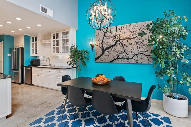 13331 Moorpark St Unit 316, Sherman Oaks, CA 91423 - dining space featuring recessed lighting and a chandelier
