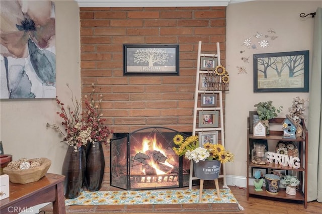 13520 Preciado Ave, Chino, CA 91710 - detailed view of a brick fireplace and wood finished floors
