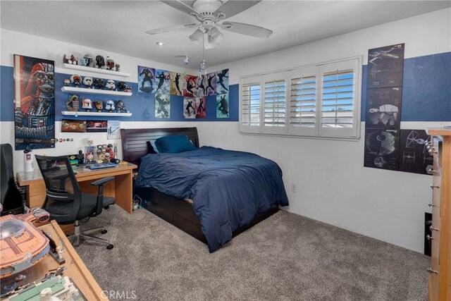 13520 Preciado Ave, Chino, CA 91710 - bedroom featuring carpet, a ceiling fan, and an office area