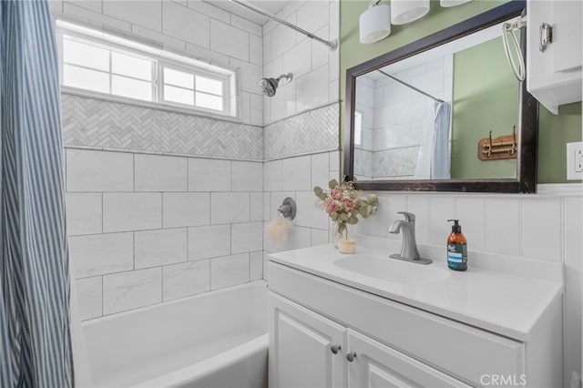 3542 Lillian St, Riverside, CA 92504 - bathroom featuring vanity and shower / bath combination with curtain