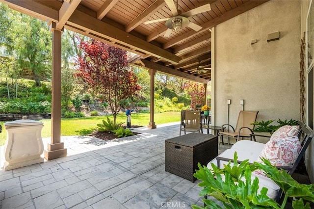 26860 Chaucer Pl, Stevenson Ranch, CA 91381 - view of patio / terrace with a ceiling fan and an outdoor living space