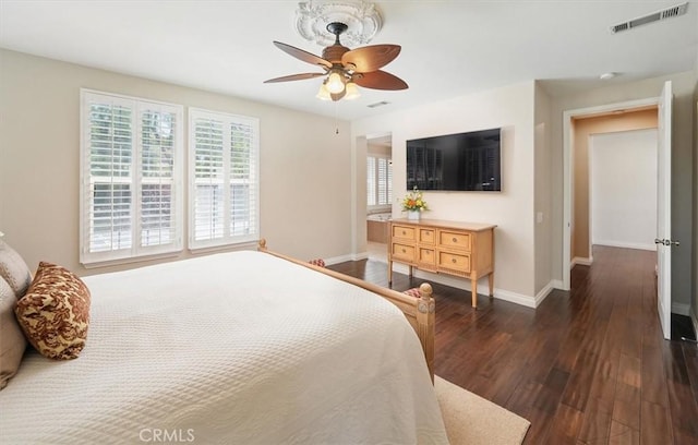 26860 Chaucer Pl, Stevenson Ranch, CA 91381 - bedroom featuring dark wood finished floors and ceiling fan