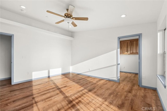 8412 Montna Dr, Paradise, CA 95969 - unfurnished room featuring recessed lighting, a ceiling fan, wood finished floors, and a smoke detector