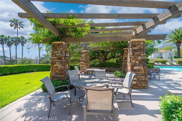 632 Hartwell Ct, Altadena, CA 91001 - view of patio featuring outdoor dining area and a pergola
