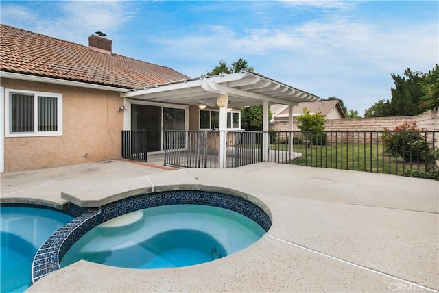10025 Lubao Ave, Chatsworth, CA 91311 - view of swimming pool featuring a patio area and a pool with connected hot tub