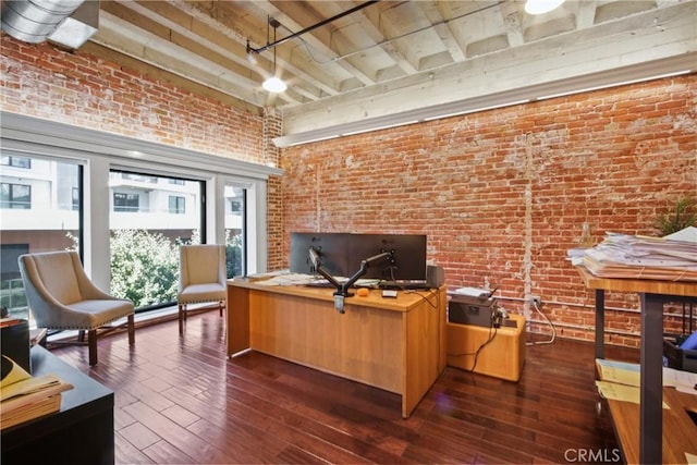 201 E Broadway, Long Beach, CA 90802 - office space with brick wall and dark wood finished floors