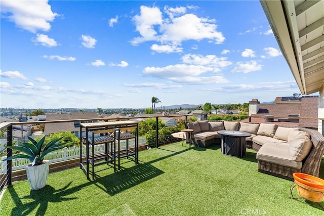 21751 Lanar, Mission Viejo, CA 92692 - fenced backyard with an outdoor living space and a mountain view