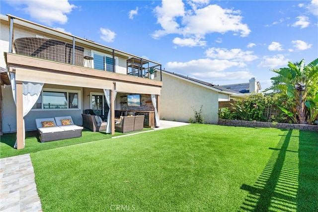 21751 Lanar, Mission Viejo, CA 92692 - back of house featuring an outdoor hangout area, a patio, and stucco siding