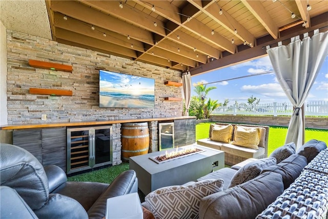 21751 Lanar, Mission Viejo, CA 92692 - view of patio / terrace featuring an outdoor living space with a fire pit and wine cooler