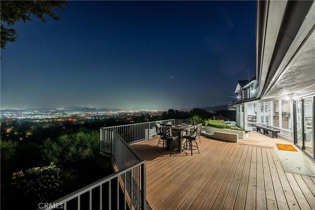 14757 Rockhill Dr, Hacienda Heights, CA 91745 - deck at twilight featuring outdoor dining area