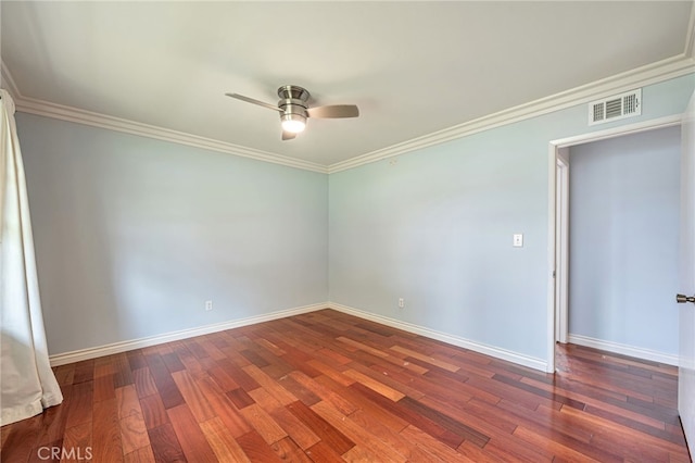 20129 Halsted St, Chatsworth, CA 91311 - spare room featuring a ceiling fan, wood finished floors, and crown molding