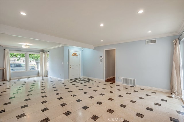 20129 Halsted St, Chatsworth, CA 91311 - empty room featuring crown molding, recessed lighting, and light tile patterned floors