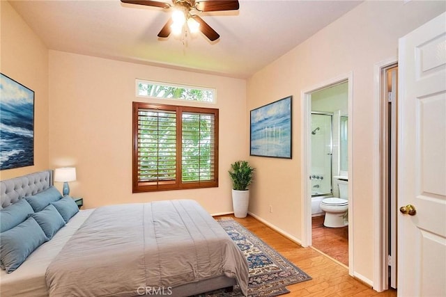 26821 Moore Oaks Rd, Laguna Hills, CA 92653 - bedroom featuring light wood-style flooring, ensuite bath, and ceiling fan