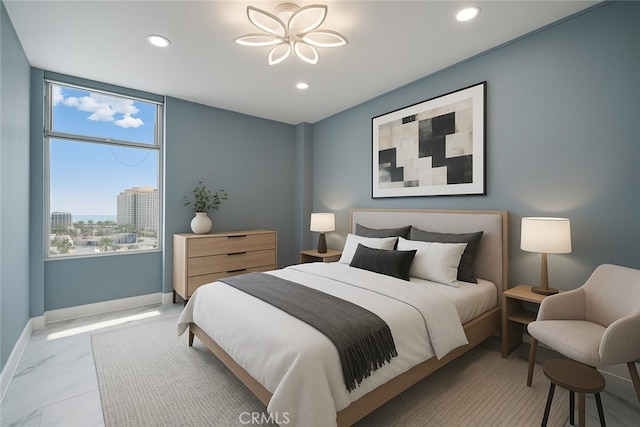 100 Atlantic Ave Unit 1012, Long Beach, CA 90802 - bedroom featuring recessed lighting and marble look tile flooring