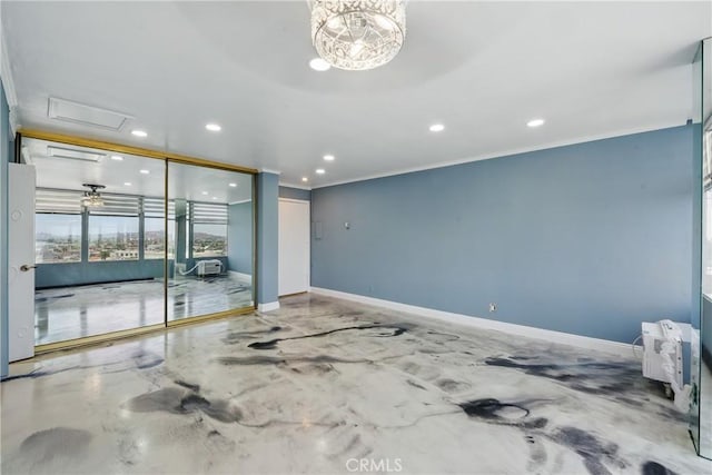 100 Atlantic Ave Unit 1012, Long Beach, CA 90802 - unfurnished room with crown molding, concrete floors, recessed lighting, and attic access