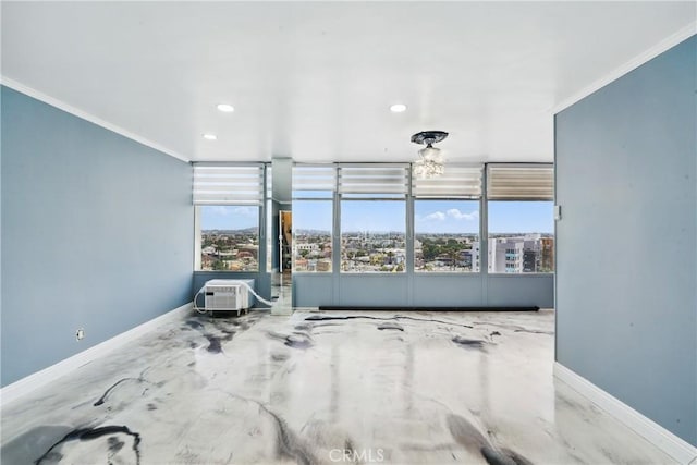100 Atlantic Ave Unit 1012, Long Beach, CA 90802 - empty room featuring crown molding, recessed lighting, and an AC wall unit