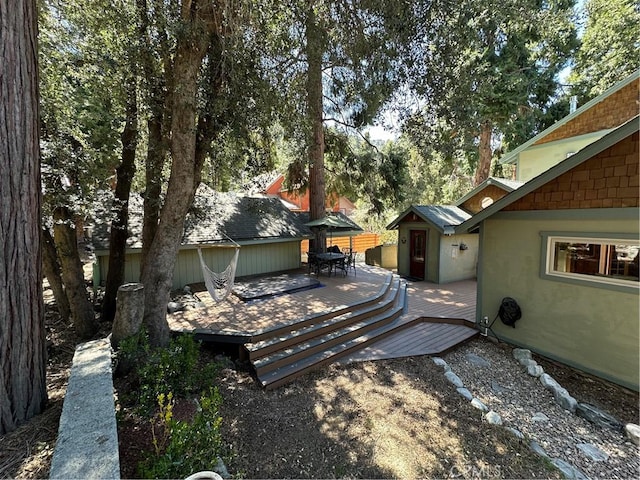 41379 Rainbow Ln, Forest Falls, CA 92339 - view of yard featuring a deck and outdoor dining space