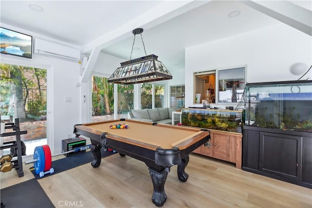 21620 Brisbane Way, Yorba Linda, CA 92887 - game room with a wall mounted AC, light wood-style floors, and pool table