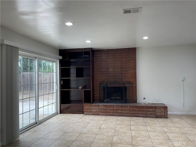 764 E Turmont St, Carson, CA 90746 - unfurnished living room featuring light tile patterned floors, a fireplace, and recessed lighting