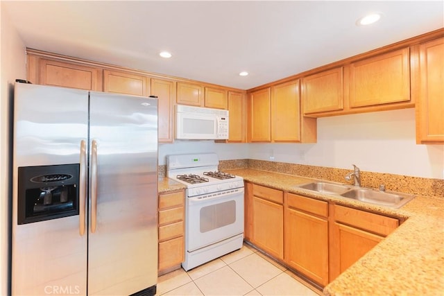 1317 Massachusetts Ave Unit 202, Riverside, CA 92507 - kitchen with white appliances, light countertops, light tile patterned flooring, and recessed lighting