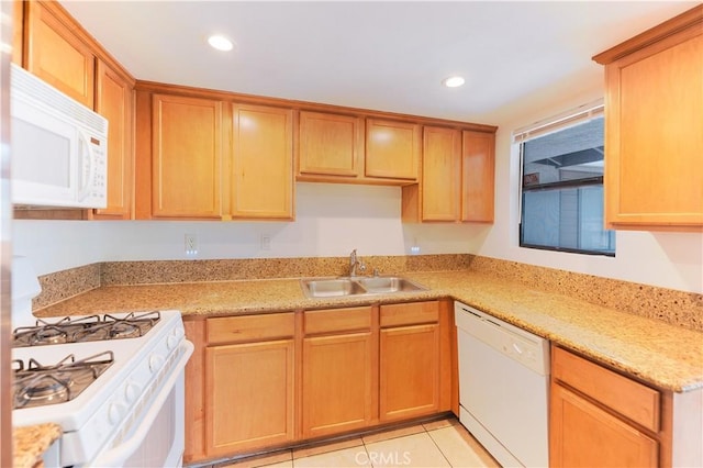 1317 Massachusetts Ave Unit 202, Riverside, CA 92507 - kitchen with white appliances, recessed lighting, light stone counters, and light tile patterned floors