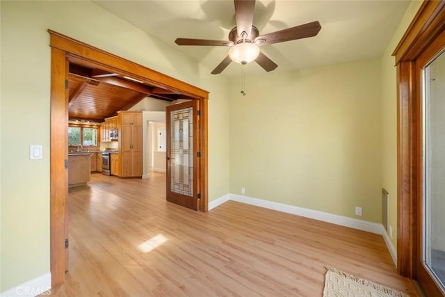 2056 Sierra Way, San Luis Obispo, CA 93401 - empty room featuring lofted ceiling, light wood-style flooring, and ceiling fan