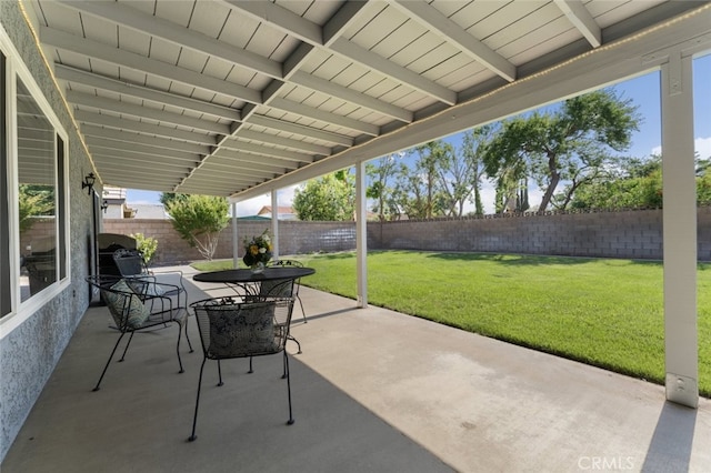 43419 37th St W, Lancaster, CA 93536 - fenced backyard with a patio and outdoor dining space