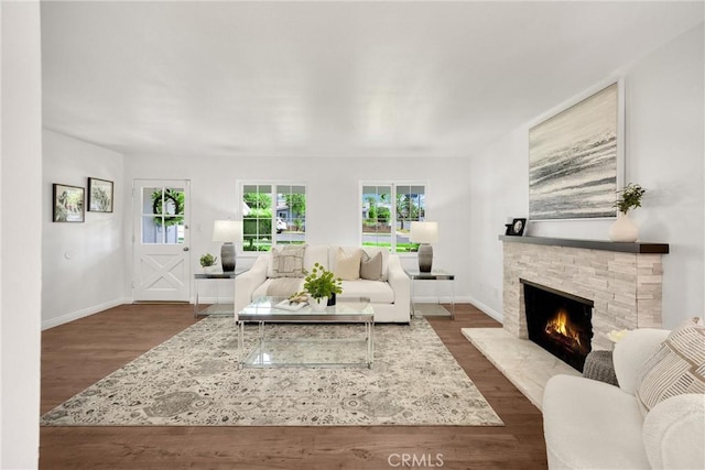 229 W Hacienda Dr, Corona, CA 92882 - living area with a fireplace and dark wood finished floors