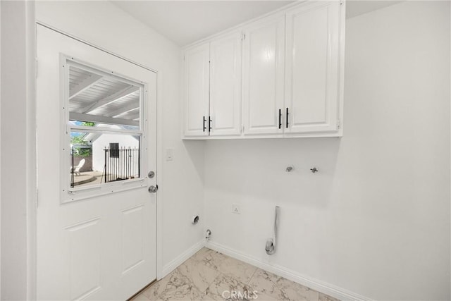 229 W Hacienda Dr, Corona, CA 92882 - laundry area featuring cabinet space, light marble finish flooring, hookup for a gas dryer, hookup for a washing machine, and hookup for an electric dryer