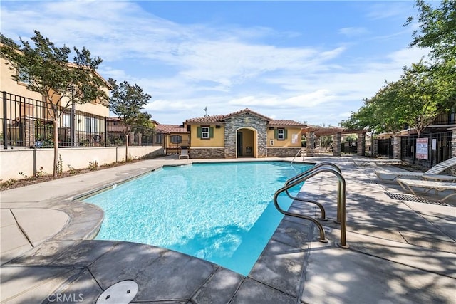 8022 Cresta Bella Rd, Rancho Cucamonga, CA 91730 - community pool with a patio area and a pergola
