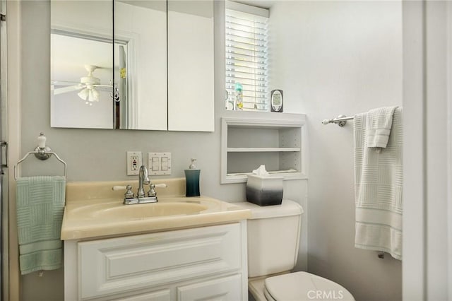 30400 Live Oak Dr, Running Springs, CA 92382 - bathroom with vanity and ceiling fan
