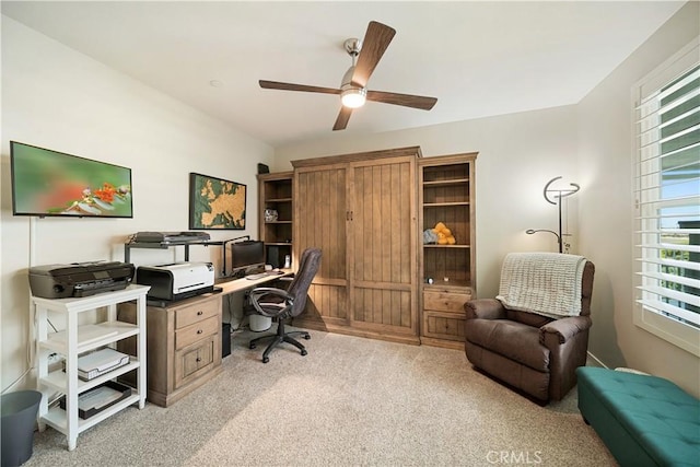 4048 Tradewinds Dr, Oxnard, CA 93035 - home office with light carpet and ceiling fan