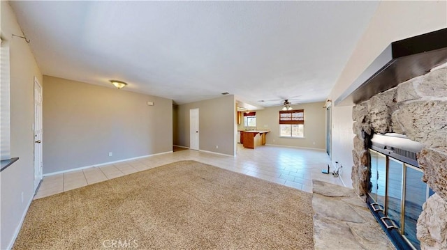 19171 Carlisle Rd, Apple Valley, CA 92307 - unfurnished living room with tile patterned flooring and ceiling fan