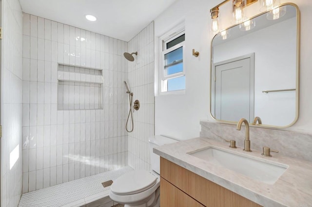 1665 Yale St, Chula Vista, CA 91913 - bathroom featuring tiled shower, vanity, and recessed lighting