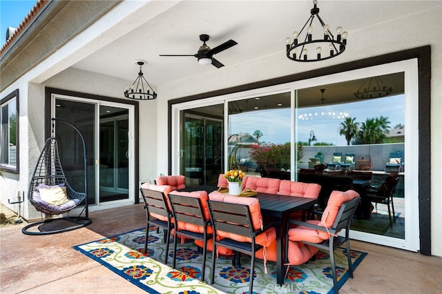 43875 Spiaggia Pl, Indio, CA 92203 - view of patio / terrace with outdoor dining space and ceiling fan