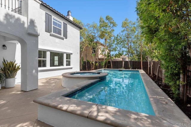 7147 Sitio Bahia, Carlsbad, CA 92009 - view of pool featuring a fenced backyard, a patio area, and a pool with connected hot tub