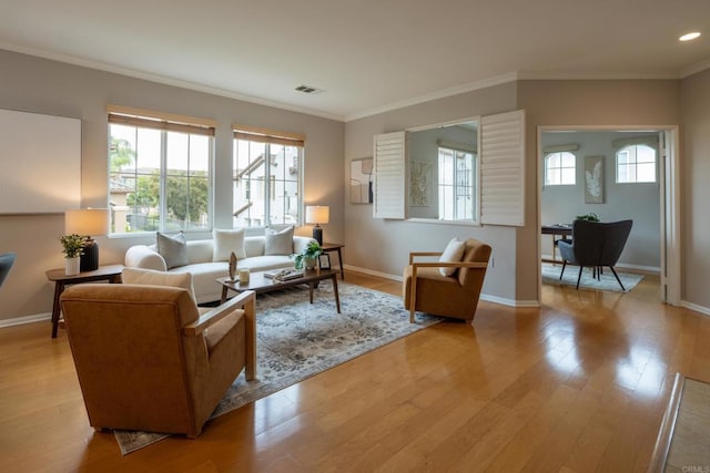 12625 Fiorenza Ln Unit 236, San Diego, CA 92128 - living area featuring crown molding, light wood-type flooring, and recessed lighting