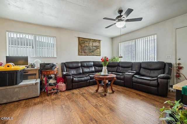 656 W Hemlock St, Port Hueneme, CA 93041 - living room with hardwood / wood-style flooring and a ceiling fan