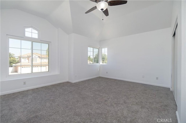 30528 Covecrest Cir, Menifee, CA 92584 - carpeted empty room featuring a ceiling fan and high vaulted ceiling