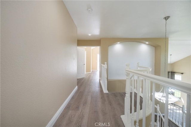 30528 Covecrest Cir, Menifee, CA 92584 - corridor featuring an upstairs landing and wood finished floors