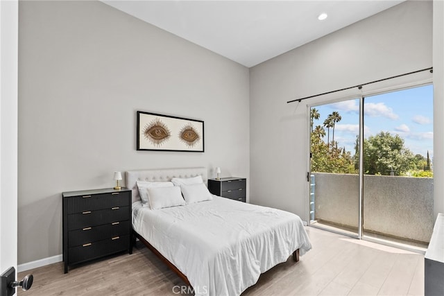 5151 Balboa Blvd Unit 303, Encino, CA 91316 - bedroom featuring access to outside, light wood-style flooring, and recessed lighting