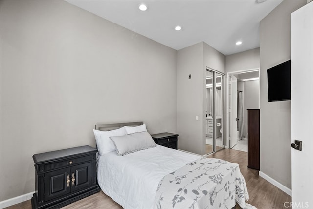 5151 Balboa Blvd Unit 303, Encino, CA 91316 - bedroom with wood finished floors, recessed lighting, and ensuite bathroom