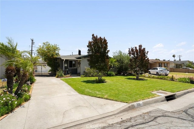 708 S Vecino Dr, Glendora, CA 91740 - view of front of property with a front lawn, driveway, and a gate