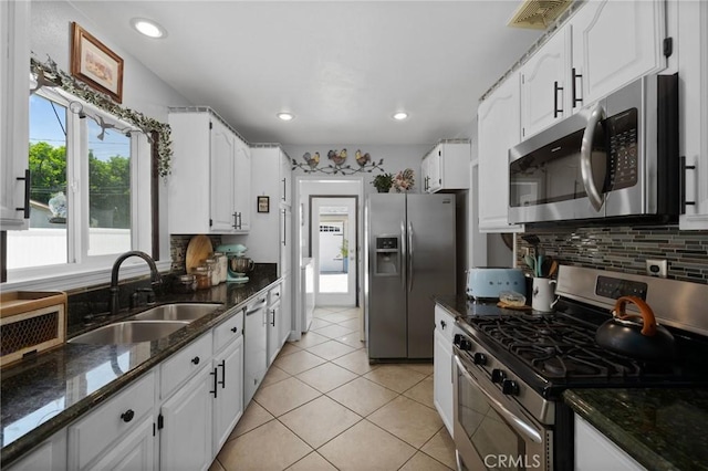 708 S Vecino Dr, Glendora, CA 91740 - kitchen with appliances with stainless steel finishes, plenty of natural light, white cabinets, and recessed lighting