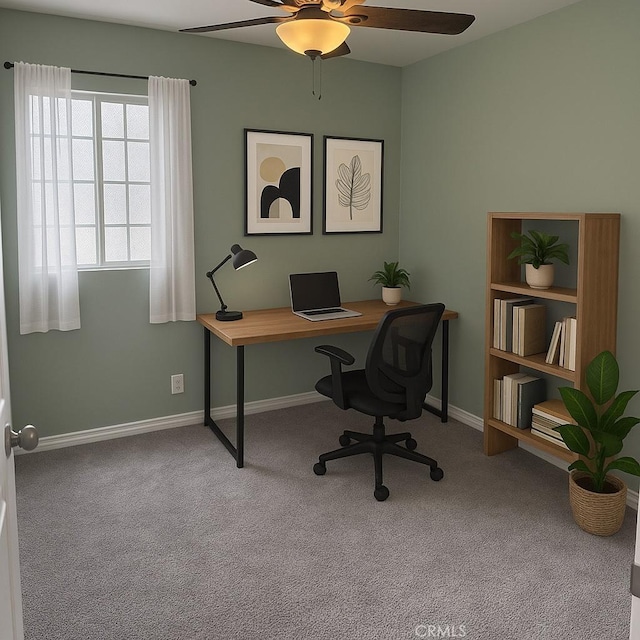 4348 Lima St, Los Angeles, CA 90011 - carpeted home office featuring ceiling fan and baseboards